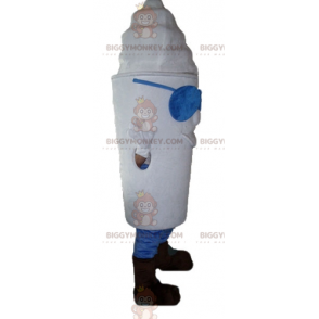 Jätteglasskruka BIGGYMONKEY™ Maskotdräkt Helvit med glasögon -