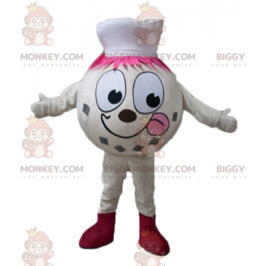 BIGGYMONKEY™ Beige Ice Cream Ball Man Mascot Costume With Hat -