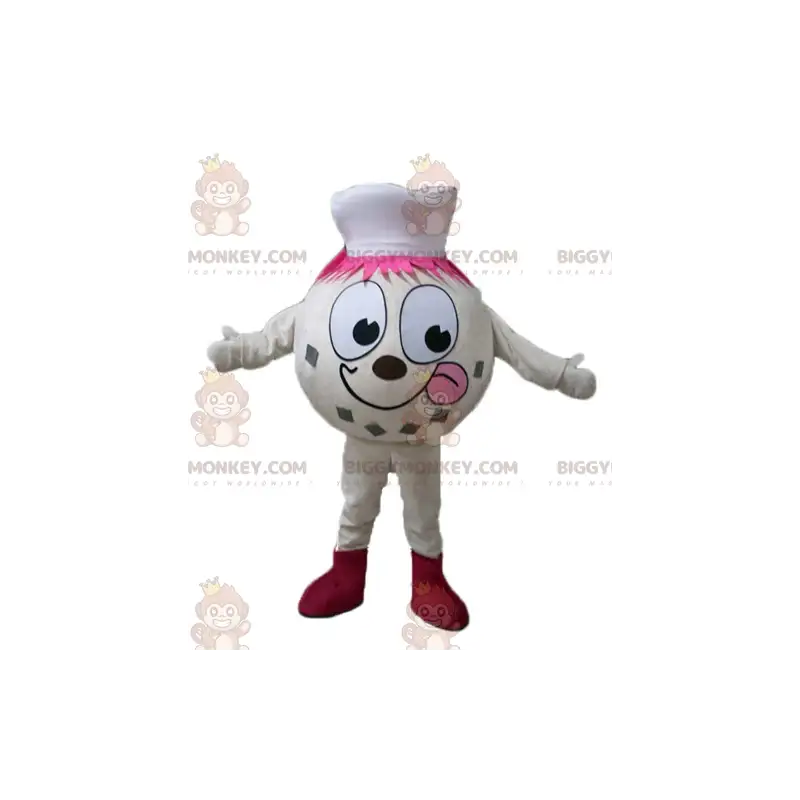 BIGGYMONKEY™ Beiges Eiscremeball-Mann-Maskottchen-Kostüm mit BIGGYMONKEY™ Beiges Eiscremeball-Mann-Maskottchen-Kostüm mit