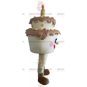 Brown and Yellow Giant Birthday Cake BIGGYMONKEY™ Mascot