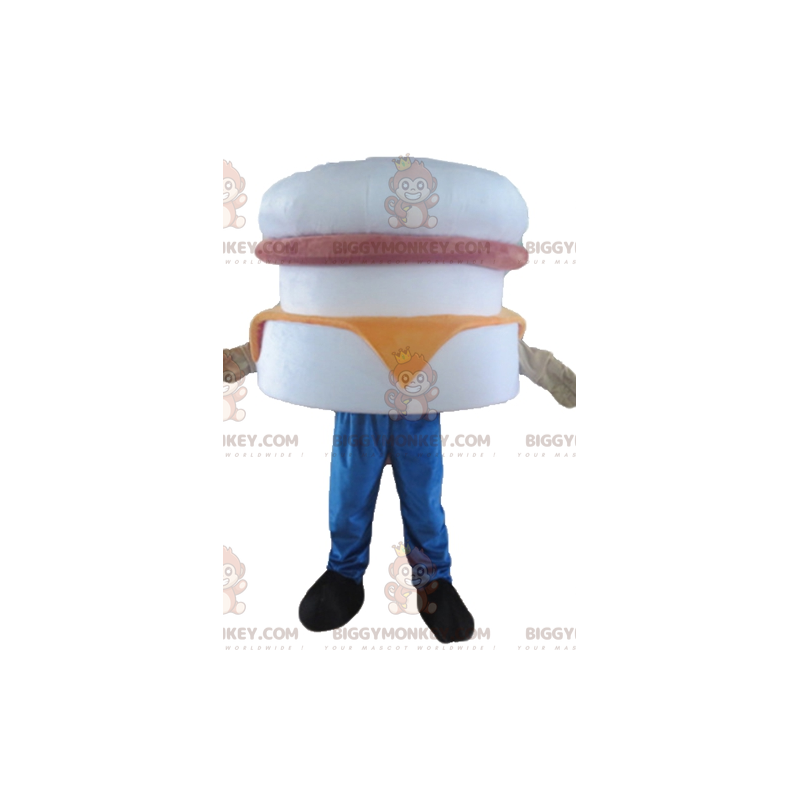 Disfraz de mascota de hamburguesa gigante blanca, rosa y