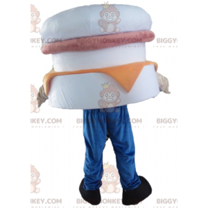 BIGGYMONKEY™ Riesen-Burger-Maskottchen-Kostüm in Weiß, Pink und