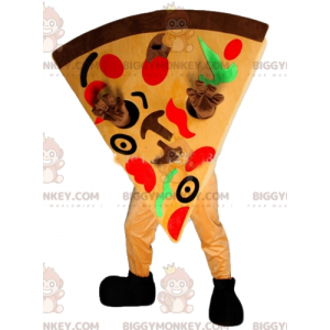 Meget farverig kæmpe pizzaskive BIGGYMONKEY™ maskotkostume -