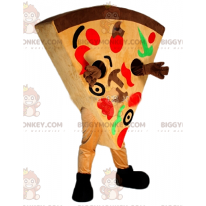 Very Colorful Giant Pizza Slice BIGGYMONKEY™ Mascot Costume -