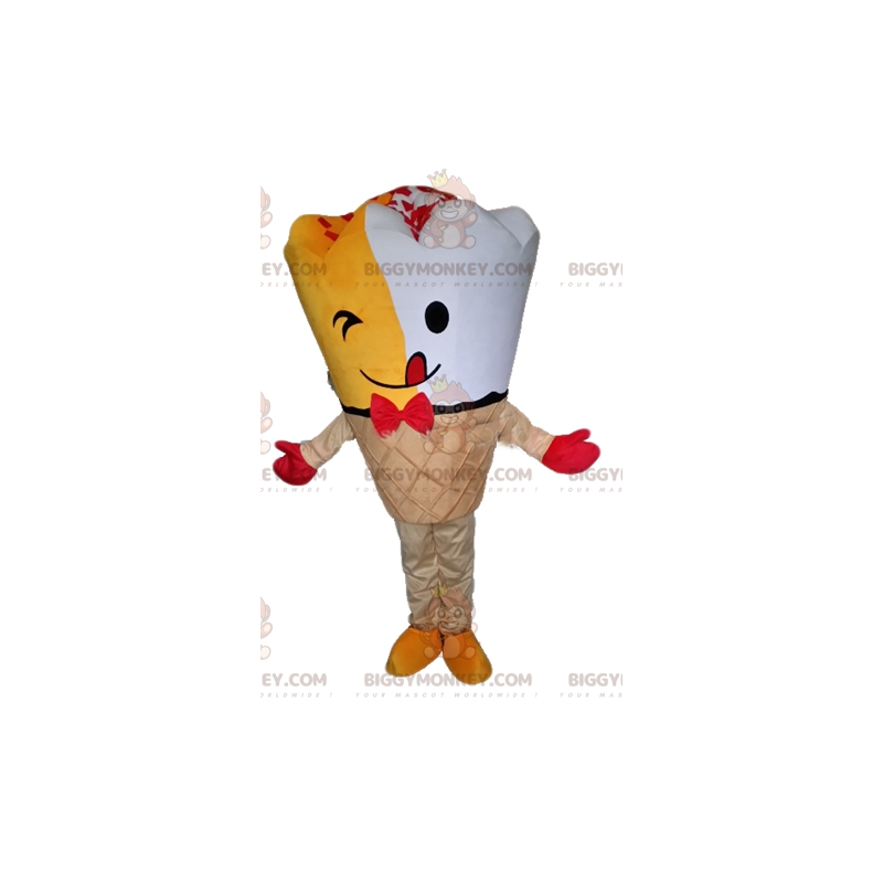 Traje de mascote gigante amarelo e branco de casquinha de Traje de mascote gigante amarelo e branco de casquinha de