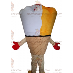 Yellow and White Giant Ice Cream Cone BIGGYMONKEY™ Mascot