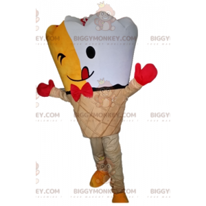 BIGGYMONKEY™ Maskottchen-Kostüm Gelb-weiße Riesen-Eistüte -