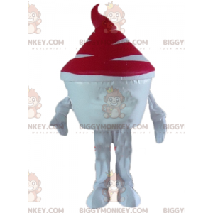 Wit en rood ijs-ijspot BIGGYMONKEY™ mascottekostuum -