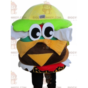 BIGGYMONKEY™ Maskotdräkt Mycket färgglad jätteburgare med stora ögon - Matmaskot - BIGGYMONKEY_03779 - BiggyMonkey.com