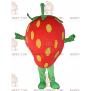 Costume de mascotte BIGGYMONKEY™ de fraise géante rouge jaune