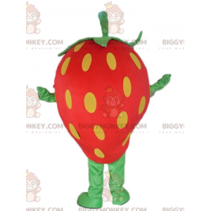 Costume de mascotte BIGGYMONKEY™ de fraise géante rouge jaune