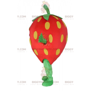 Disfraz de mascota gigante de fresa roja, amarilla y verde