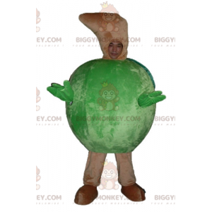 Ολοστρόγγυλη στολή μασκότ BIGGYMONKEY™, γιγάντιο πράσινο μήλο -
