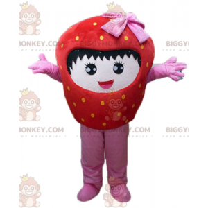 Traje de mascote BIGGYMONKEY™ de morango gigante vermelho e