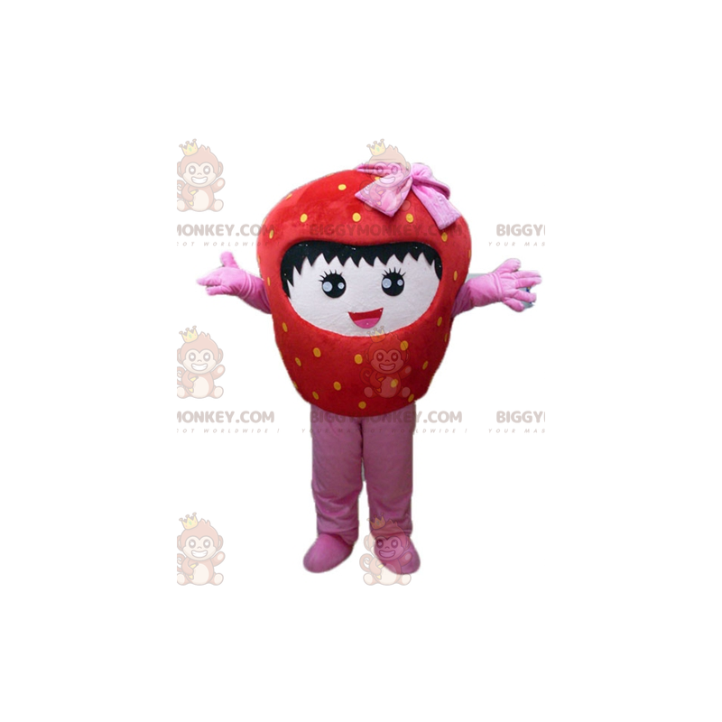 Costume da mascotte BIGGYMONKEY™ fragola rossa e rosa gigante