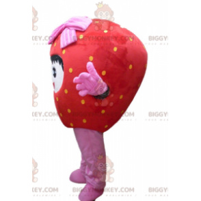 Costume da mascotte BIGGYMONKEY™ fragola rossa e rosa gigante