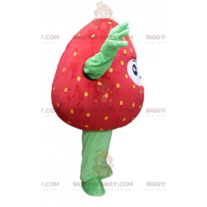 Smiling Giant Red and Green Strawberry BIGGYMONKEY™ Mascot