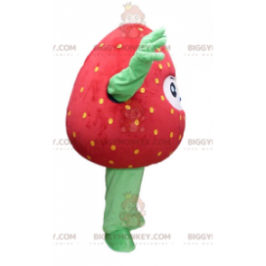 Smiling Giant Red and Green Strawberry BIGGYMONKEY™ Mascot