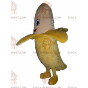 BIGGYMONKEY™ Giant Yellow and Tan Smiling Banana Mascot Costume