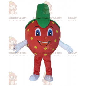 Costume de mascotte BIGGYMONKEY™ de fraise rouge jaune et verte
