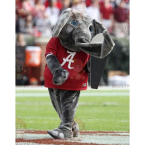 BIGGYMONKEY™ Mascot Costume Gray Elephant With Red T-Shirt -