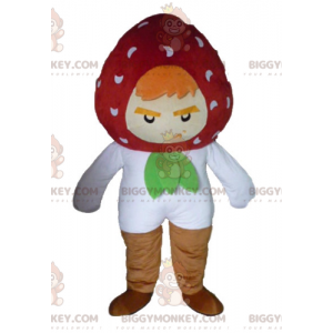 Costume de mascotte BIGGYMONKEY™ de fraise à l'air farouche et