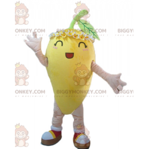 BIGGYMONKEY™ Mascot Costume Lemon Yellow with Flowers on Head –