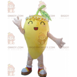 BIGGYMONKEY™ Mascot Costume Lemon Yellow with Flowers on Head -