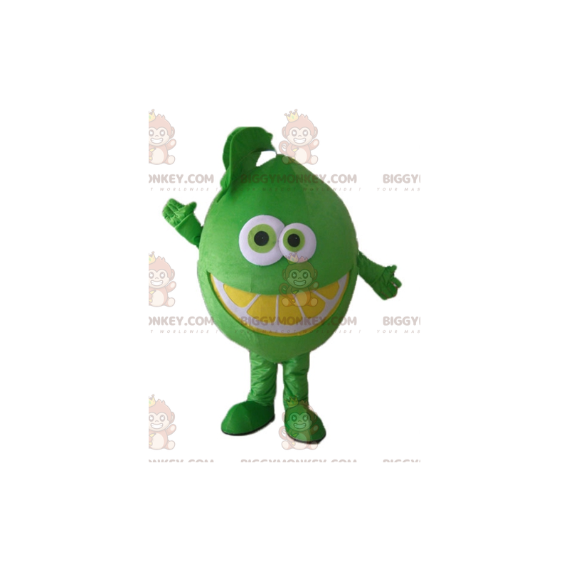 Erittäin hauska ja hymyilevä Lime BIGGYMONKEY™ maskottiasu -