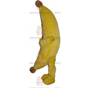 Fantasia de mascote gigante de banana amarela sorridente