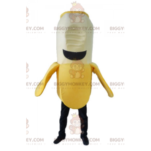 Costume de mascotte BIGGYMONKEY™ de banane jaune blanche et