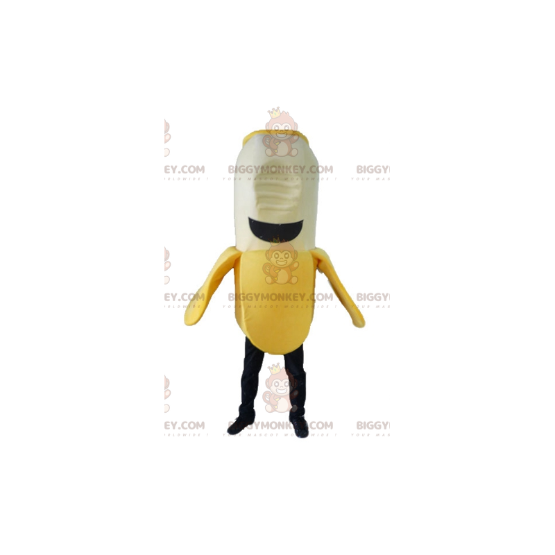 Costume de mascotte BIGGYMONKEY™ de banane jaune blanche et