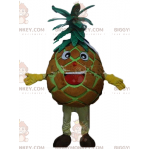 BIGGYMONKEY™ costume mascotte di ananas gigante marrone e verde