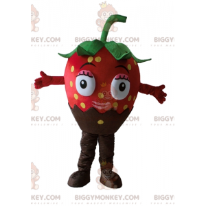 Costume de mascotte BIGGYMONKEY™ de fraise au chocolat très