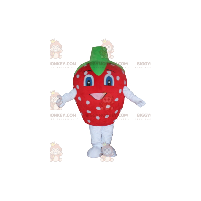 Costume de mascotte BIGGYMONKEY™ de fraise rouge blanche et