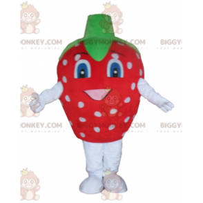 Costume de mascotte BIGGYMONKEY™ de fraise rouge blanche et