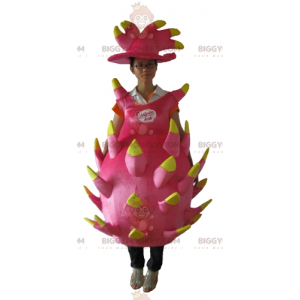 Kostium maskotka gigantyczny różowo-żółty smoczy owoc