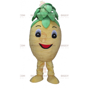 Cute Smiling Yellow and Green Pineapple BIGGYMONKEY™ Mascot