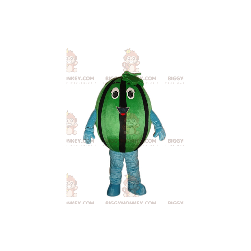 Disfraz de mascota BIGGYMONKEY™ de sandía verde y negra gigante Disfraz de mascota BIGGYMONKEY™ de sandía verde y negra gigante