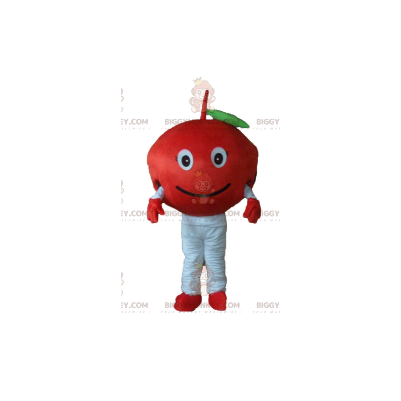 Söt leende röd körsbär BIGGYMONKEY™ maskotdräkt - BiggyMonkey
