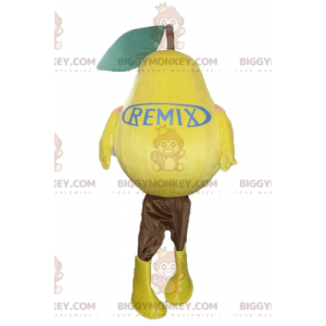 Πολύ ρεαλιστική στολή μασκότ με γιγάντιο κίτρινο αχλάδι