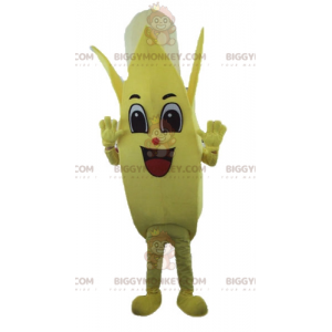 Disfraz de mascota Banana gigante amarilla y blanca