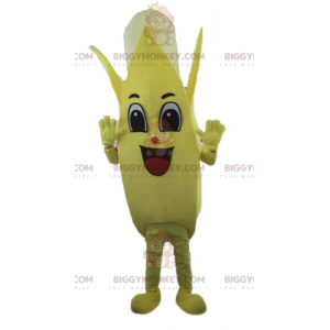 Fantasia de mascote gigante de banana amarela e branca