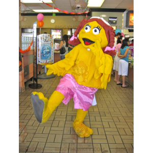 Costume de mascotte BIGGYMONKEY™ de canard jaune de fille avec