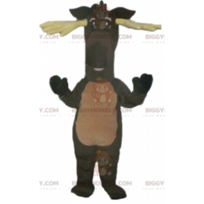 BIGGYMONKEY™ Brun Caribou-rensdyrmaskotkostume med gult gevir - Hjort og doe-maskoter - BIGGYMONKEY_03829 - BiggyMonkey.com