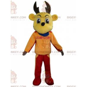 BIGGYMONKEY™ Mascot Costume Yellow Elk Reindeer In Colorful Outfit - Deer and doe mascots - BIGGYMONKEY_03830 - BiggyMonkey.com