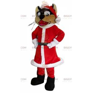 Wolf BIGGYMONKEY™ Mascot Costume Dressed In Santa Outfit -