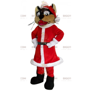 Στολή μασκότ Wolf BIGGYMONKEY™ ντυμένη με στολή Άγιου Βασίλη -