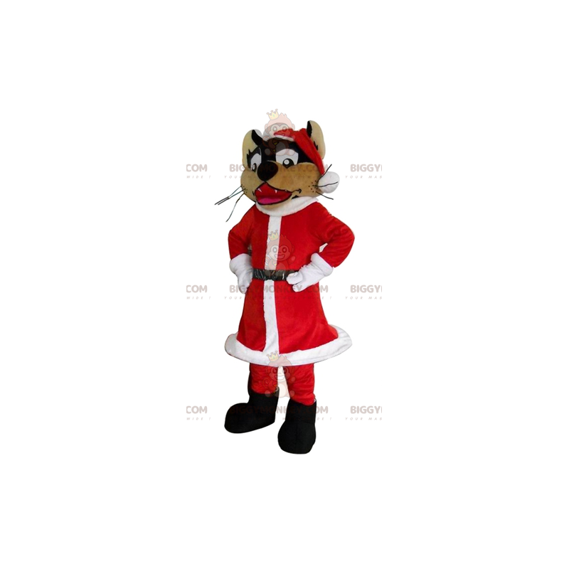 Traje de mascote Wolf BIGGYMONKEY™ vestido com roupa de Papai Traje de mascote Wolf BIGGYMONKEY™ vestido com roupa de Papai