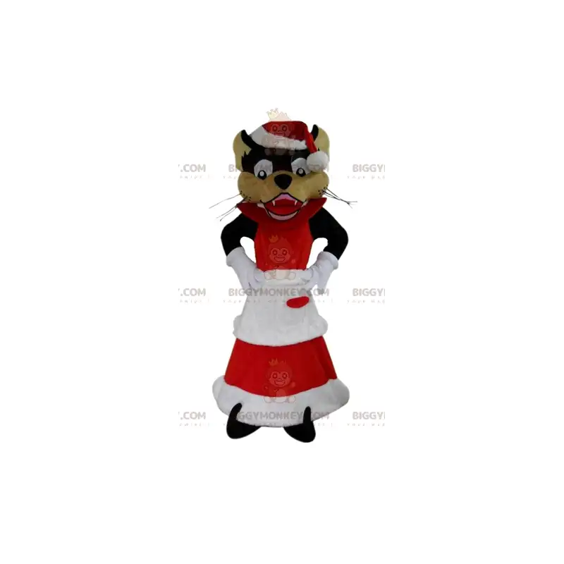 BIGGYMONKEY™ Wolf Mascot Costume Dressed In Mrs. Claus Outfit – BIGGYMONKEY™ Wolf Mascot Costume Dressed In Mrs. Claus Outfit –